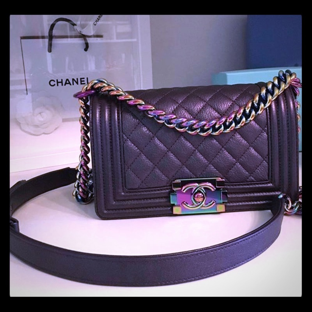 Chanel Boy Rainbow Small Iridescent Leather Bag